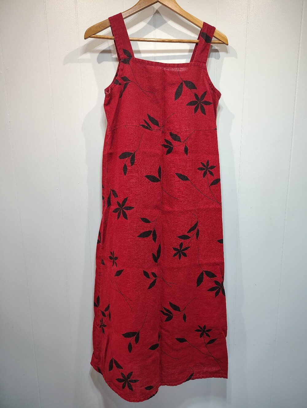 Positive Attitude 100% Linen Maxi Dress Small Red Black